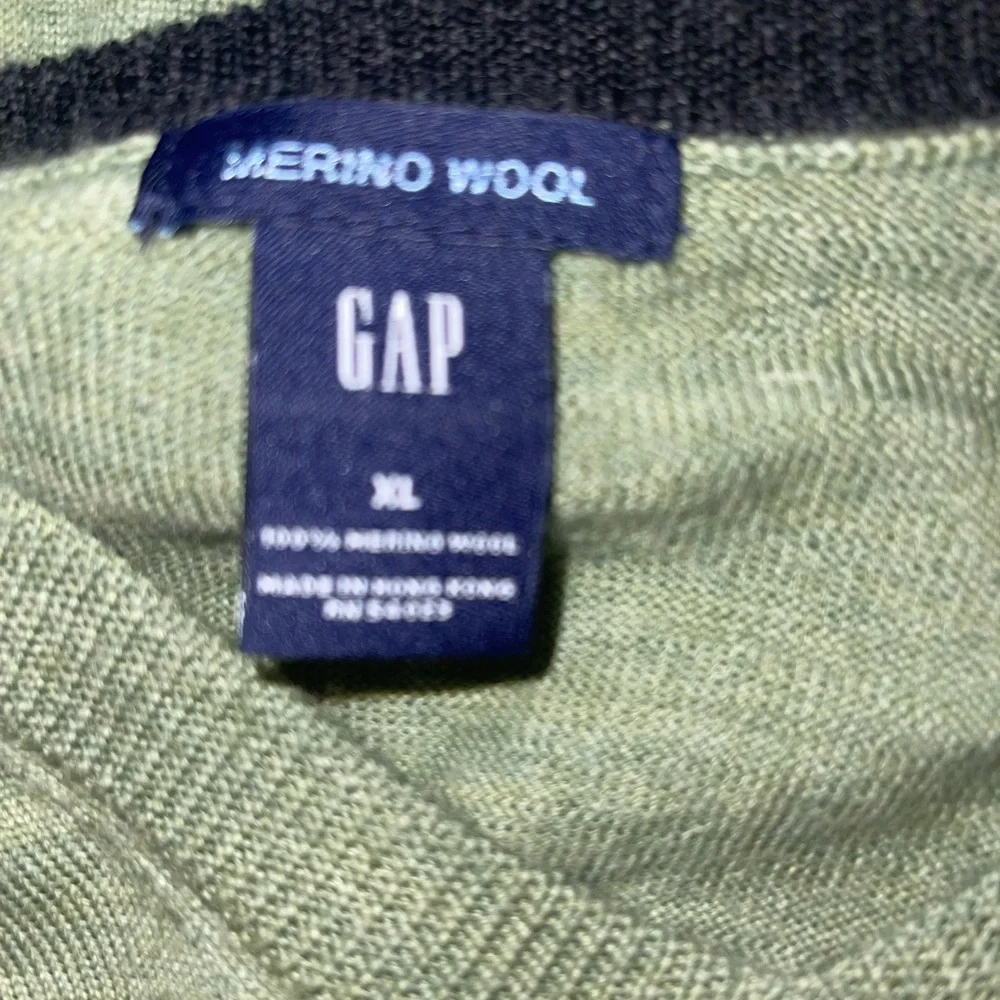 Gap Merino‎ Wool Mens V Neck Green Sweater XL